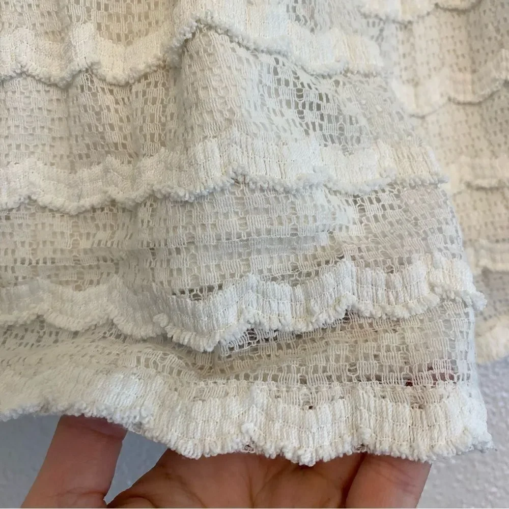 Girls ivory scalloped Lace formal Dress gold zipper -3T